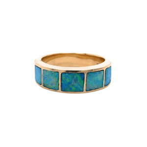 18K Yellow Gold Inlaid Opal Band