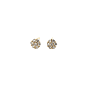 14K Yellow Gold Diamond Cluster Stud Earrings