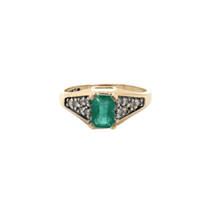 14K Yellow Gold Emerald & Diamond Ring