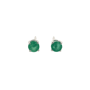 14K White Gold Emerald Stud Earrings