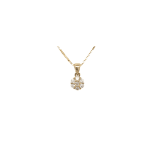 14K Yellow Gold Diamond Cluster Pendant
